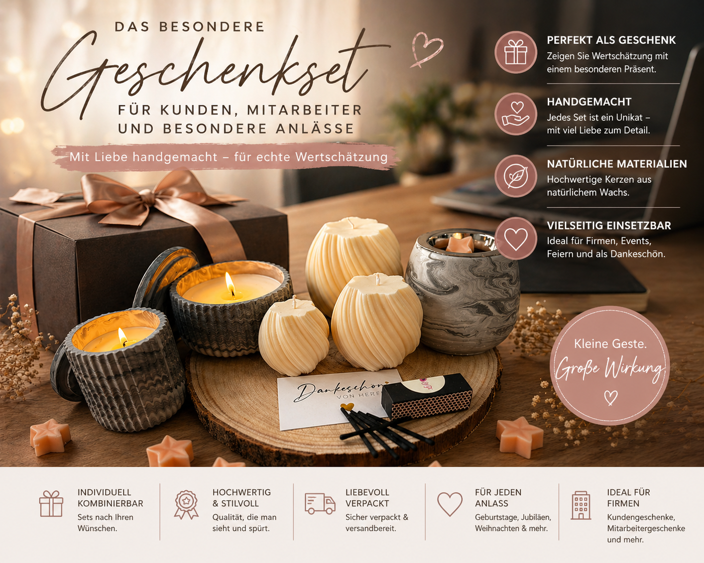 Hochwertige Geschenkbox mit Duftkerzen als Kundengeschenk