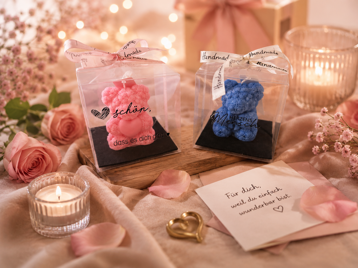 Personalisierte Geburtstagskerze Teddy Geschenk handmade fertig verpackt