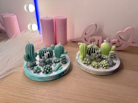 Handgefertigter Kerzenteller 15 cm mit dekorativen Kerzen, individuell im Farbwunsch, stilvolle Wohnraum Deko
