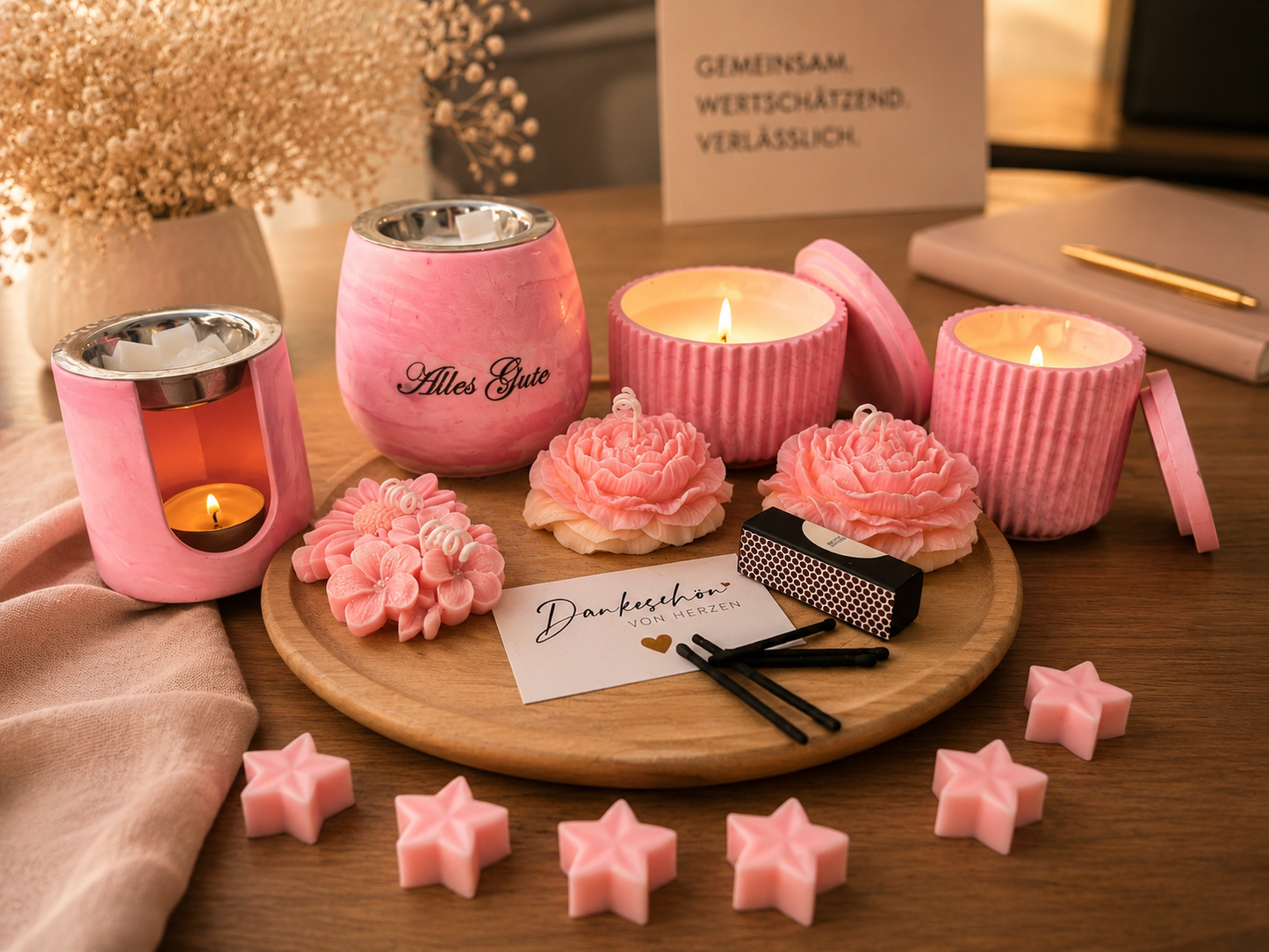 Hochwertiges Firmengeschenk mit Duftkerzen Set und personalisierter Geschenkbox von LuRi Design
