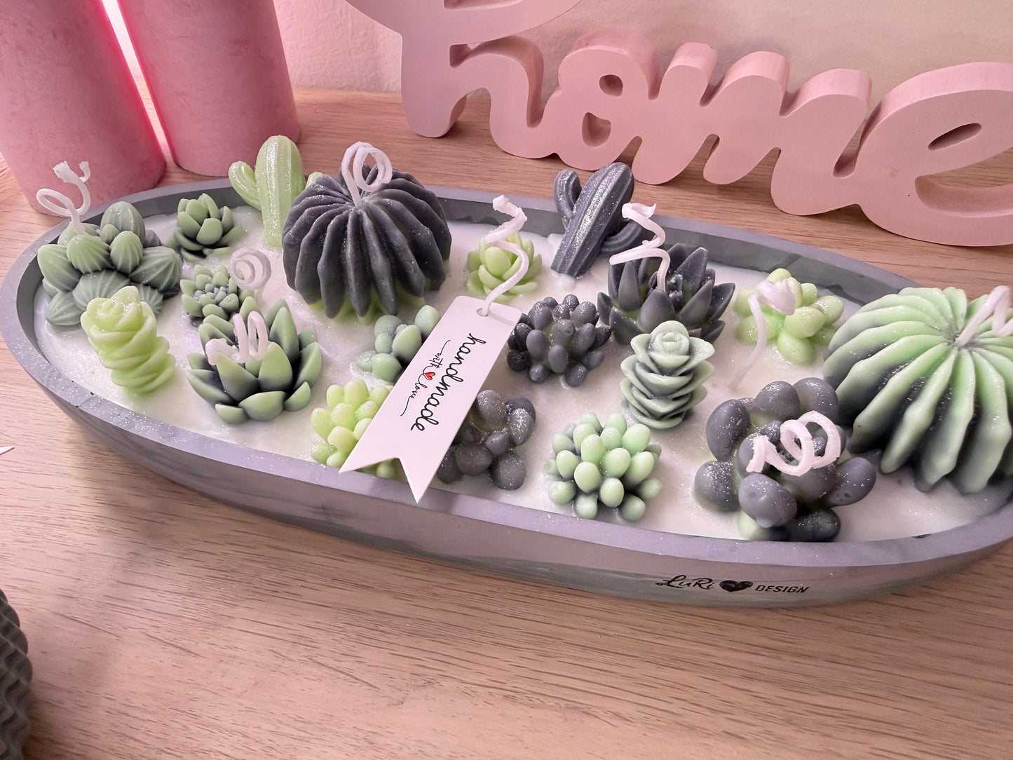 Große Luxus Sukkulenten-Kerzenschale – handgemacht | mit Farbwunsch | Design-Wohnaccessoire