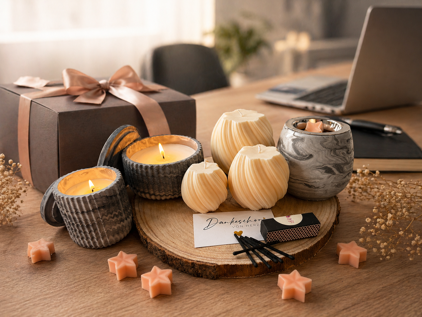 Personalisiertes Geschenkset mit Kerzen für Firmen und Events