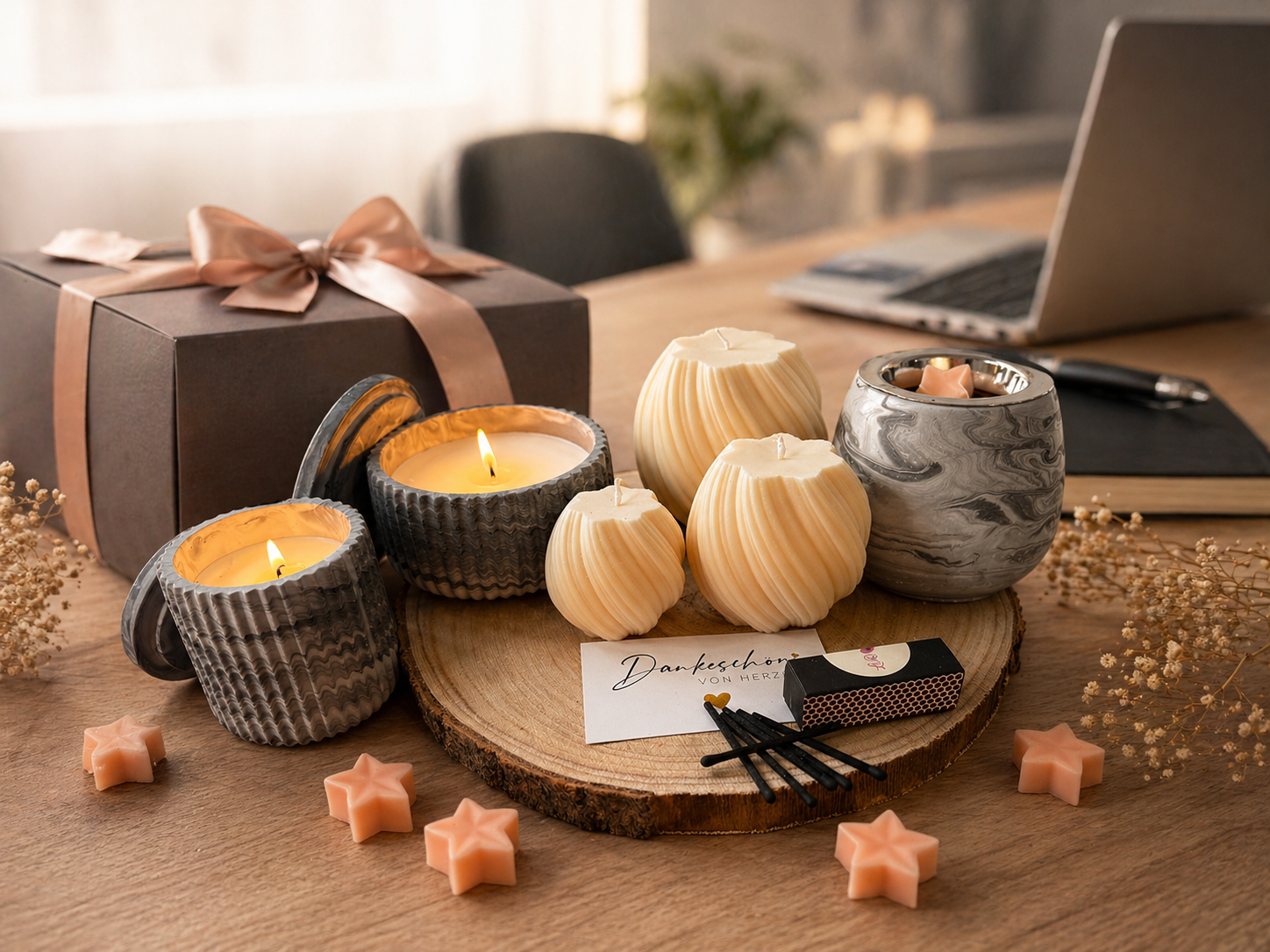 Personalisiertes Geschenkset mit Kerzen für Firmen und Events