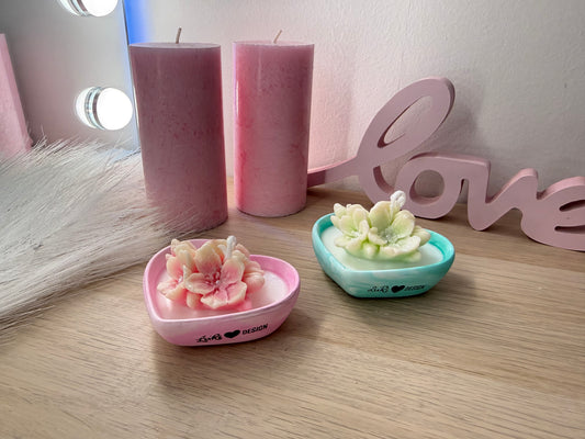 Mini-Blütenschale – handgefertigtes Blütenarrangement aus Gips & Sojawachs