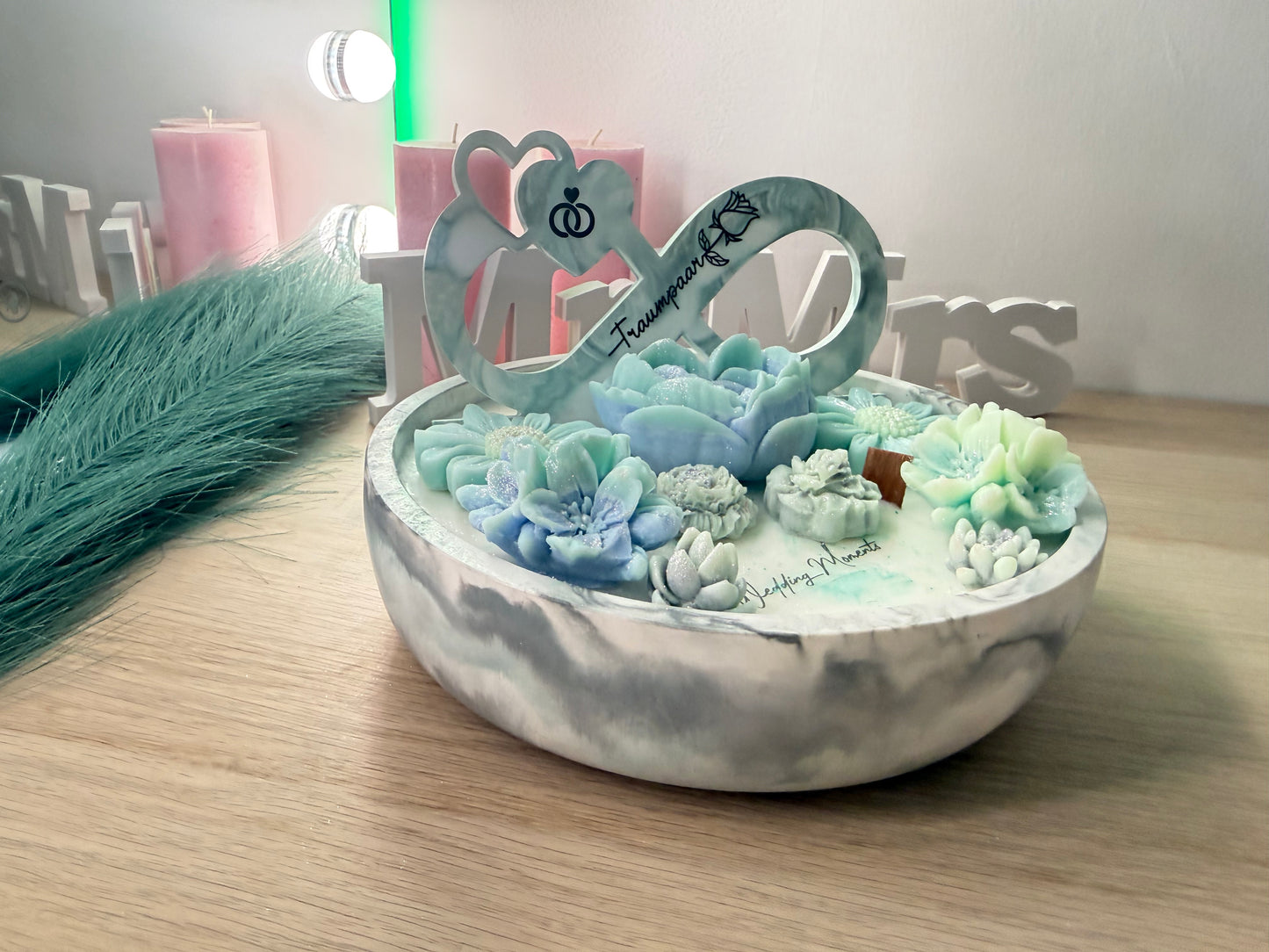 Handgegossene Gips-Schale im Marmor-Look – edles Wohnaccessoire und personalisierbares Geschenk für Paare – handgemacht, personalisierbar, hochwertige Deko