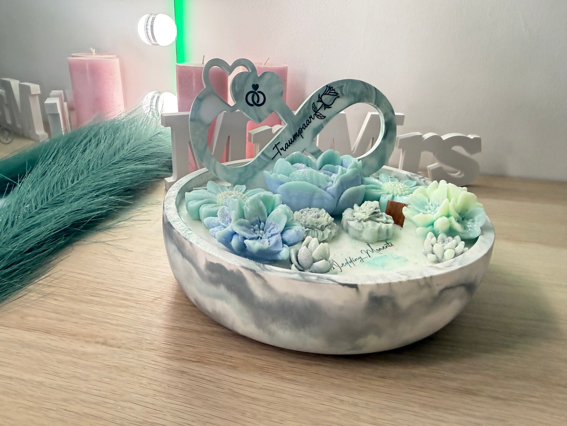 Handgegossene Gips-Schale im Marmor-Look – edles Wohnaccessoire und personalisierbares Geschenk für Paare – handgemacht, personalisierbar, hochwertige Deko