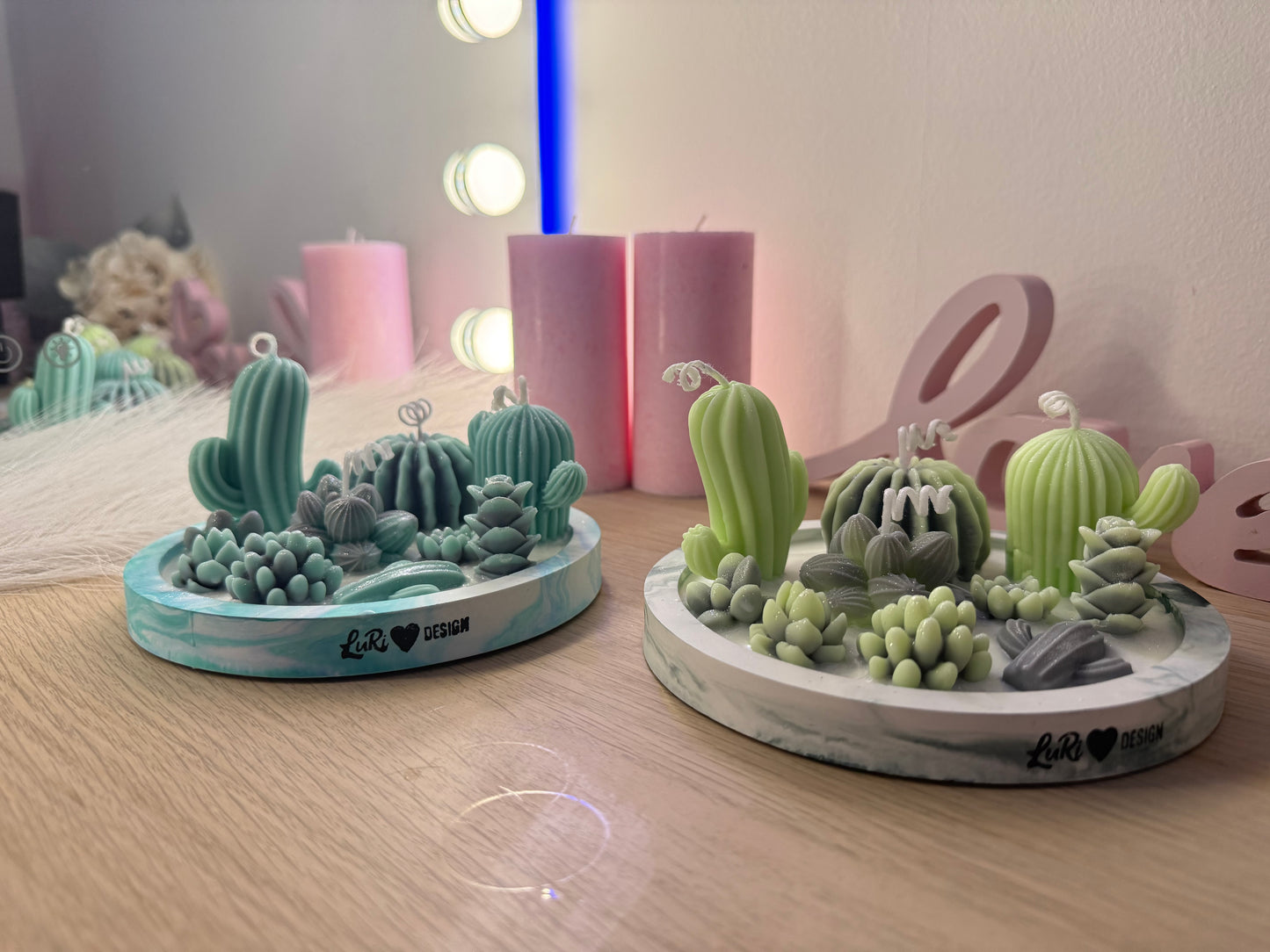 Dekorativer Kerzenteller 15 cm als Geschenkidee, handgefertigt und individuell gestaltbar nach Farbwunsch