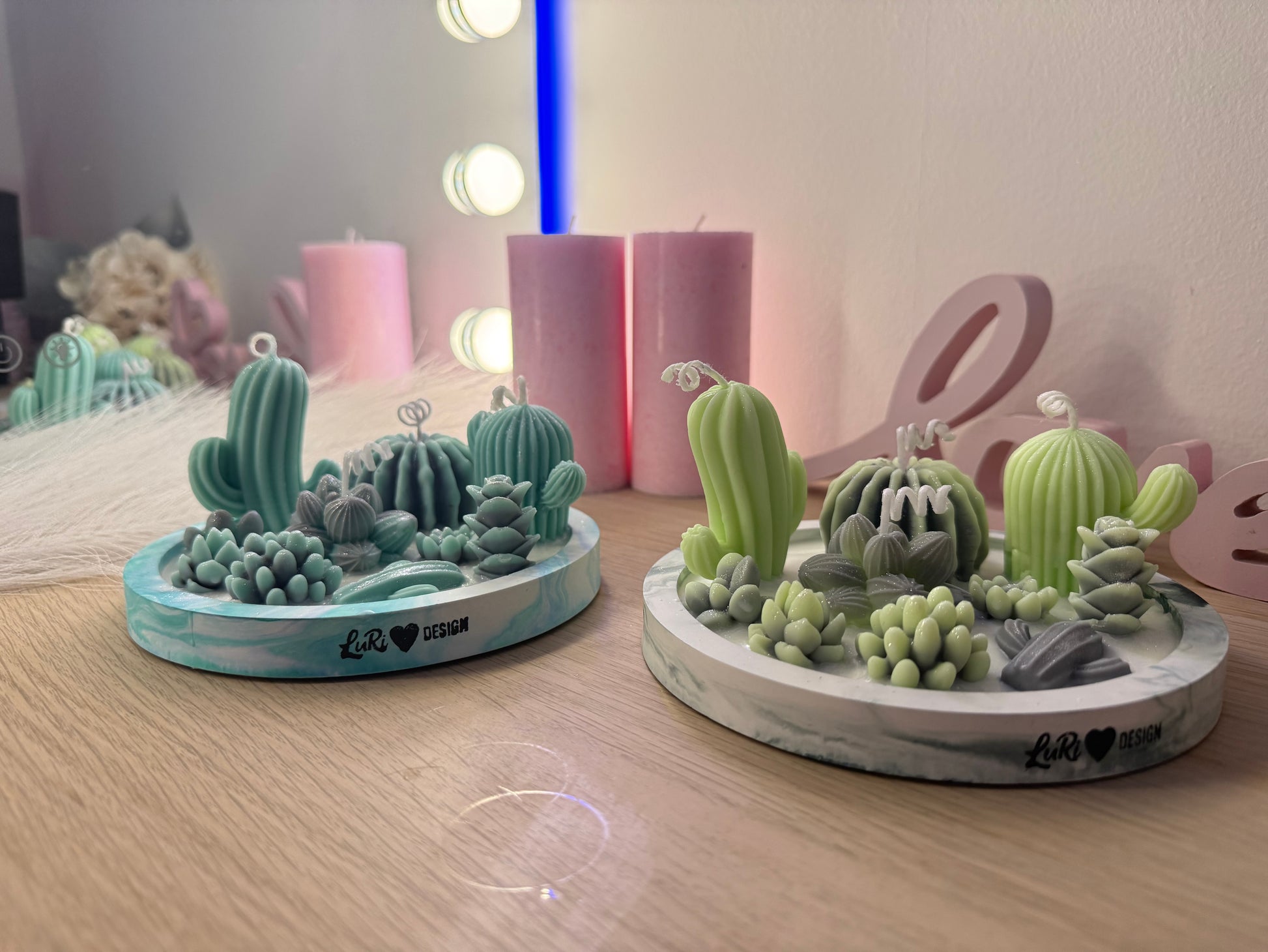 Dekorativer Kerzenteller 15 cm als Geschenkidee, handgefertigt und individuell gestaltbar nach Farbwunsch