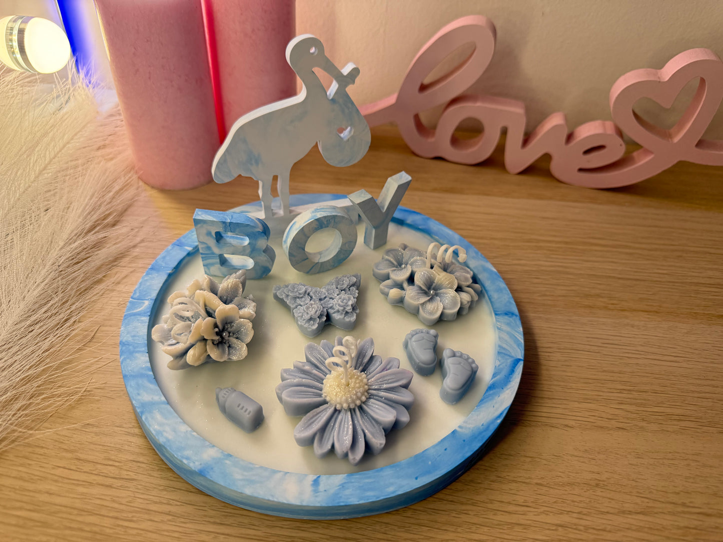 Kleiner Babyshower Teller 19 cm – personalisiertes Geschenk zur Geburt