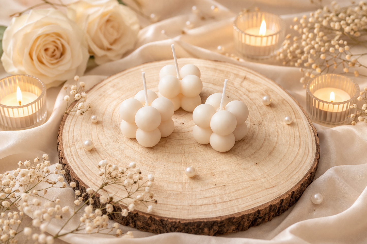 50er Bubble-Kerzen Set – Handgefertigte Sojawachskerzen für Gastgeschenke, Hochzeiten & Events