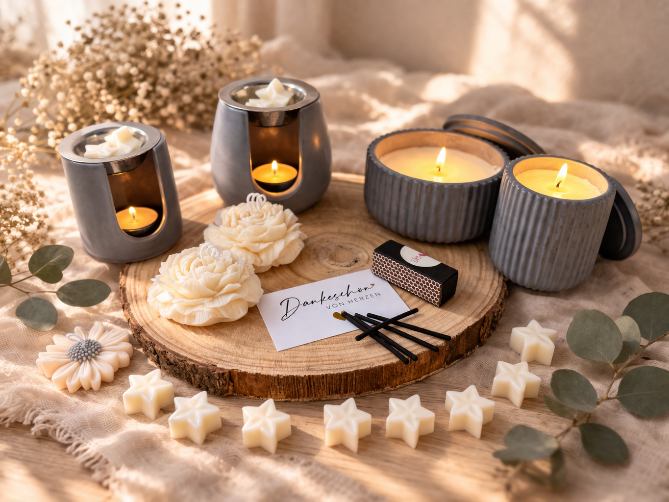 Personalisierbares Firmengeschenk Set mit Duftkerzen, ideal für Mitarbeitergeschenke, Kundengeschenke und Jubiläen
