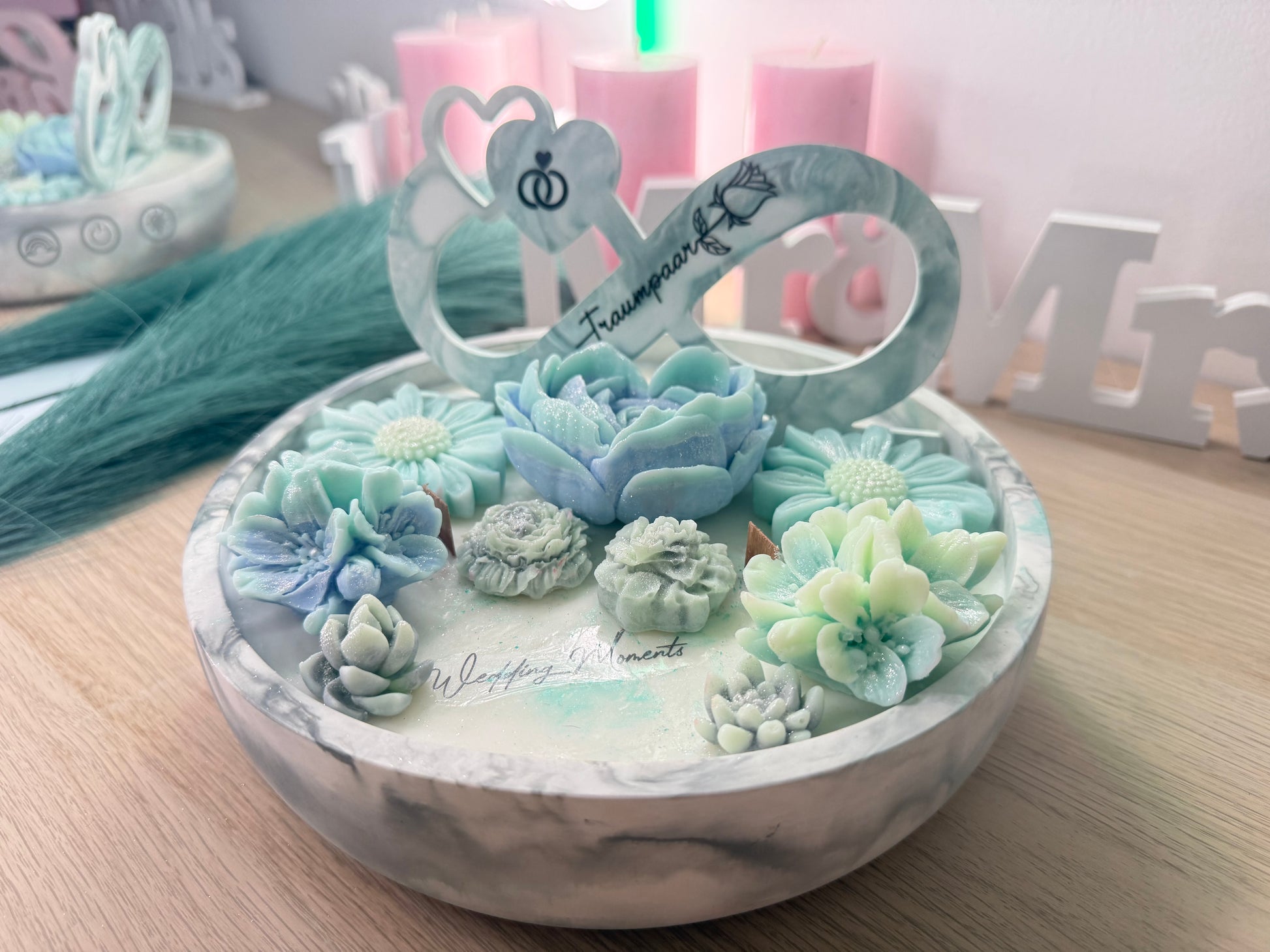 Handgegossene Gips-Schale im Marmor-Look – edles Wohnaccessoire und personalisierbares Geschenk für Paare – handgemacht, personalisierbar, hochwertige Deko