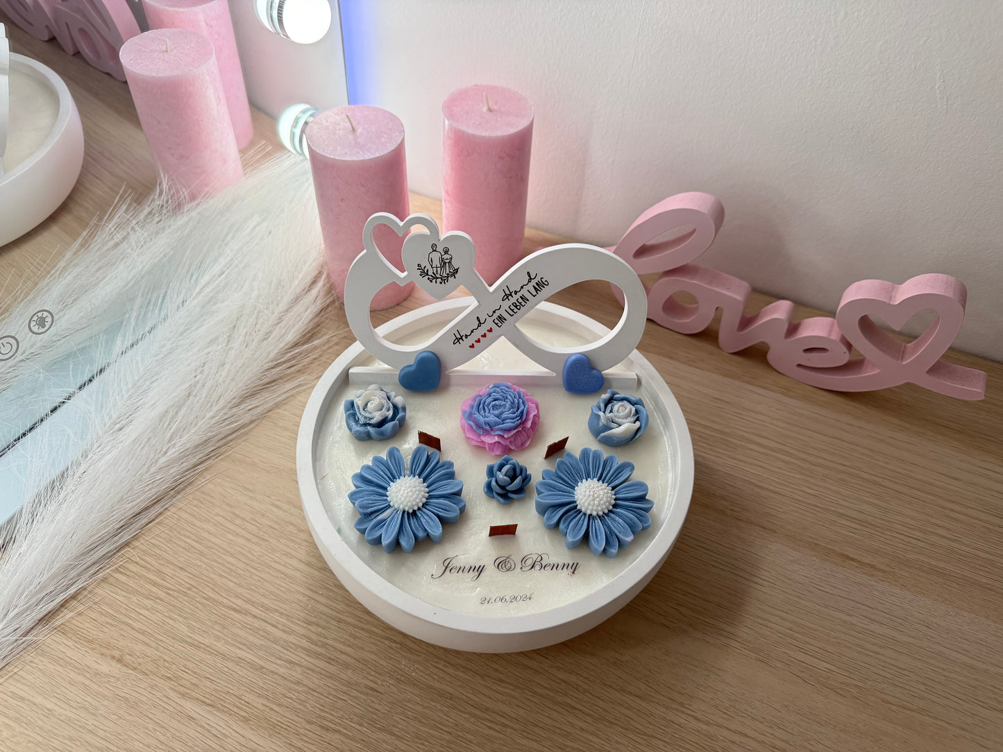 ♾️ Infinity-Schale „Hand in Hand ein Leben lang“ – Geschenk zur Hochzeit oder für Paare – personalisierbares Geschenk – handgemacht, personalisierbar, hochwertige Deko