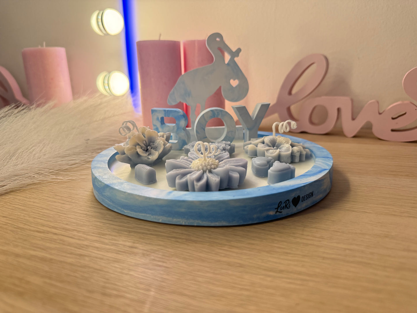 Kleiner Babyshower Teller 19 cm – personalisiertes Geschenk zur Geburt