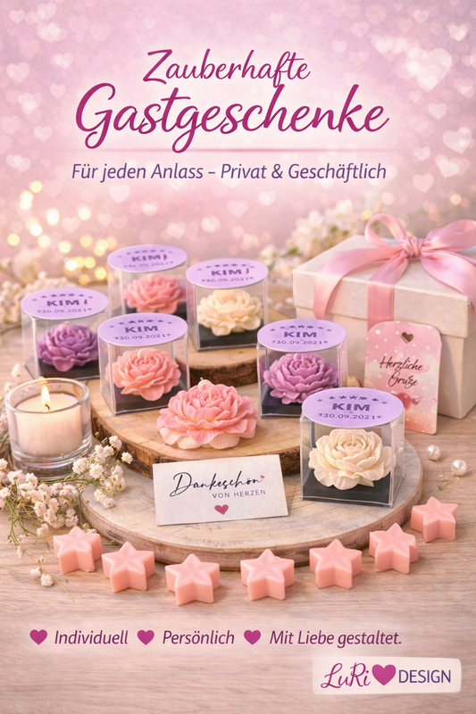 Kleine Geschenkbox Kerze personalisiert Mitarbeitergeschenk Event Tisch
