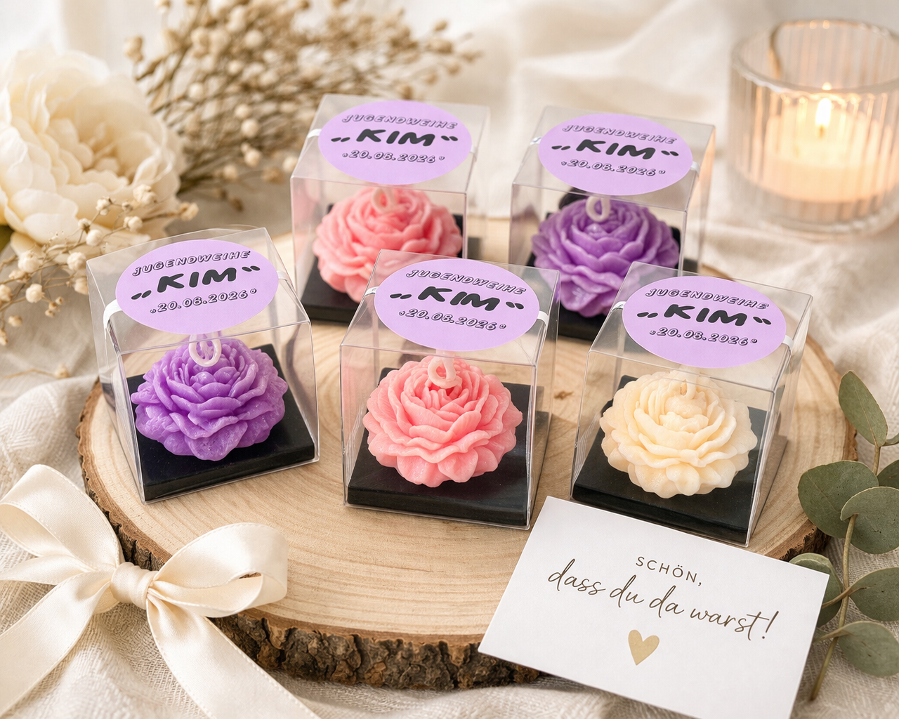 Handgemachte Kerzen Gastgeschenke personalisiert Hochzeit Event Giveaway