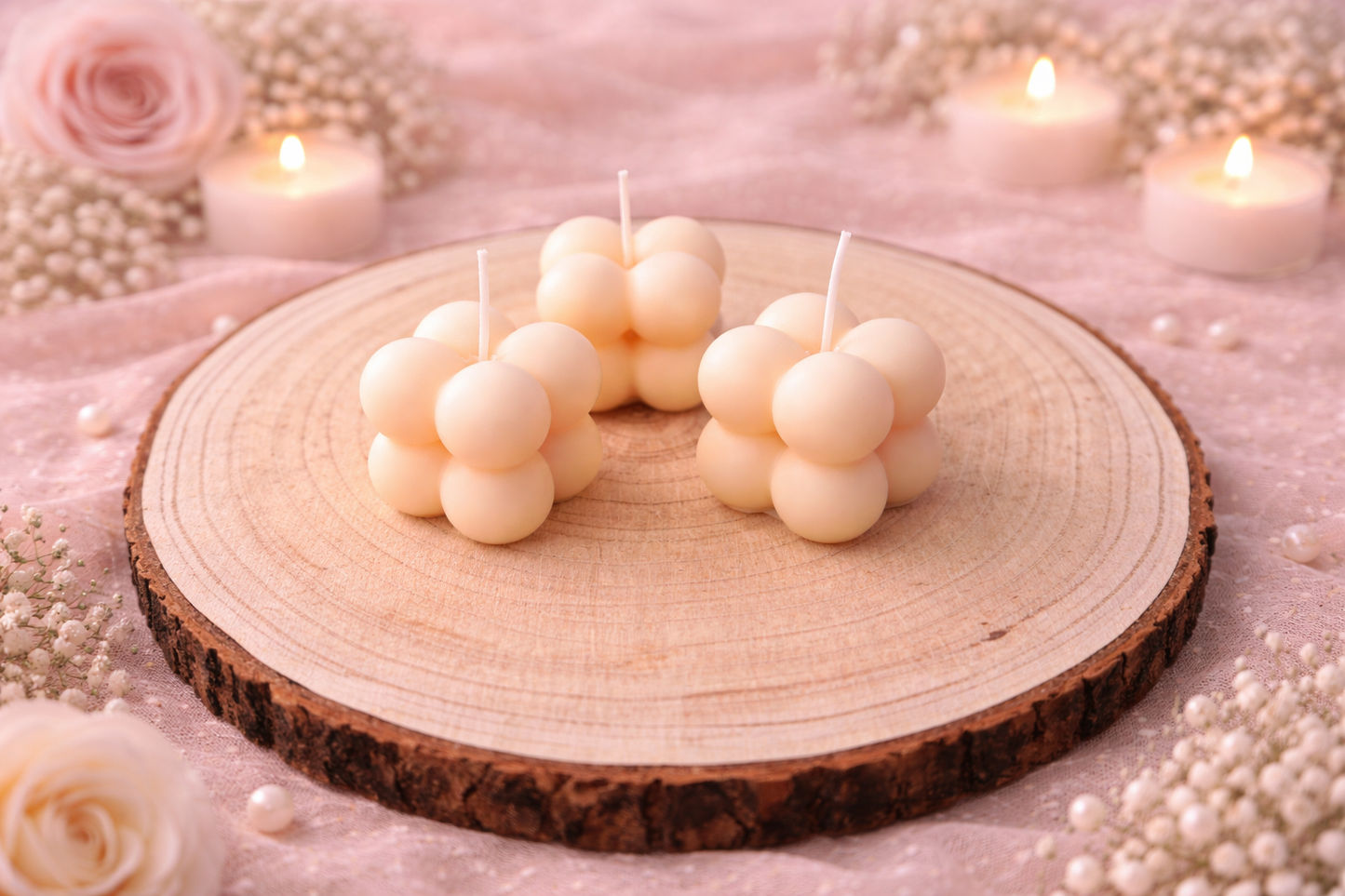 50er Bubble-Kerzen Set – Handgefertigte Sojawachskerzen für Gastgeschenke, Hochzeiten & Events