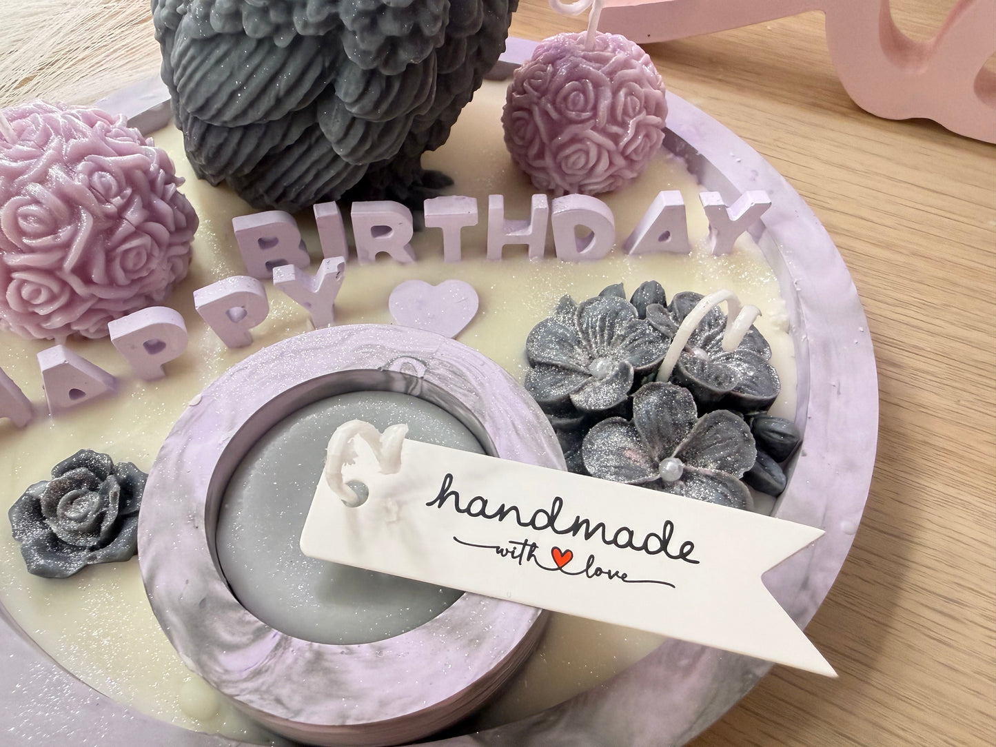 Birthday Moments – modern men's decorative bowl with owl and floral elements