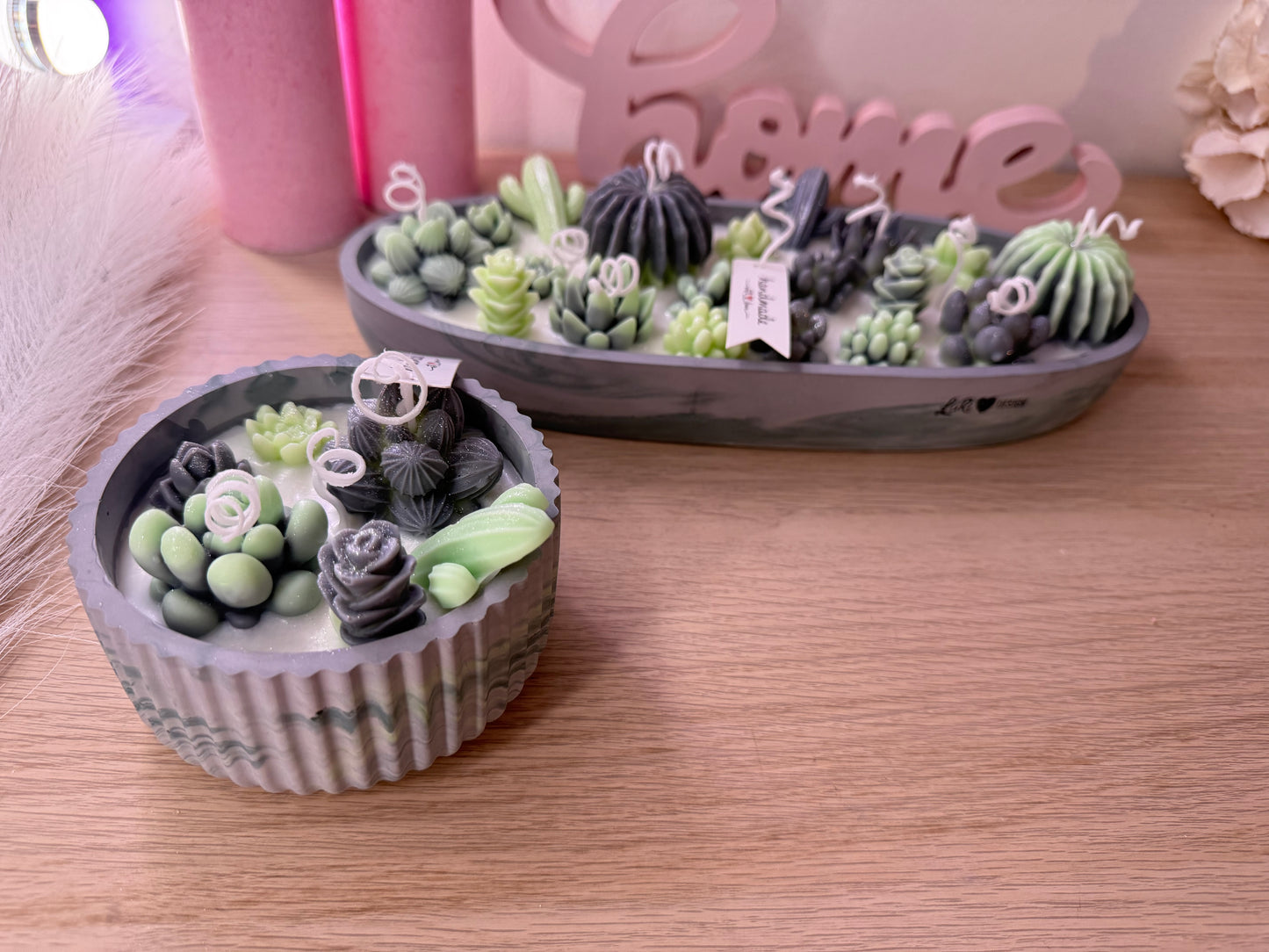 Große Luxus Sukkulenten-Kerzenschale – handgemacht | mit Farbwunsch | Design-Wohnaccessoire