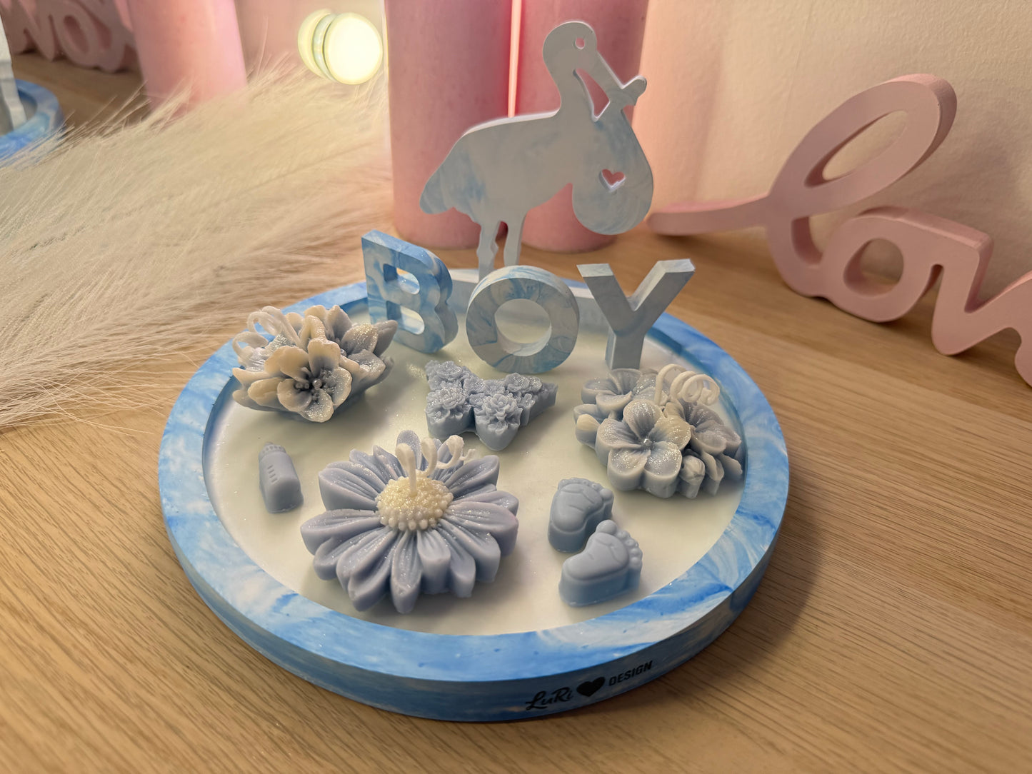 Kleiner Babyshower Teller als Erinnerungsgeschenk zur Geburt