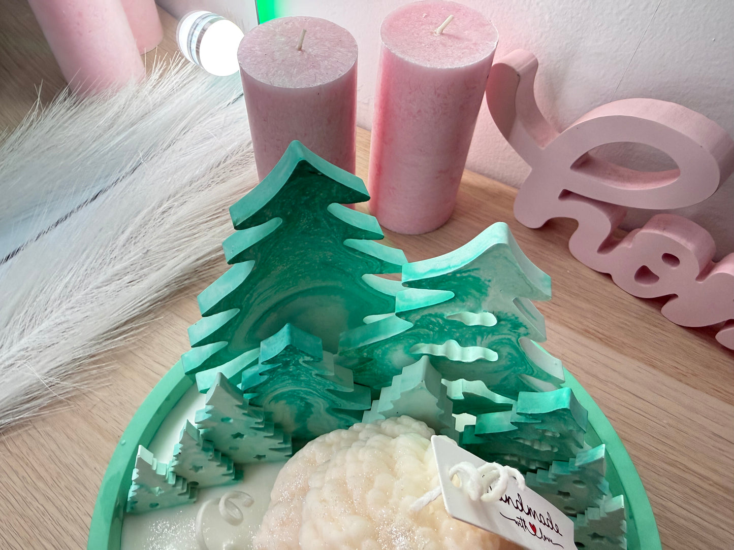 Winter-Eulen-Schale „Liebste Mama“ – Handgegossene Luxus Deko-Schale XXL mit 3D-Wald & exklusiver Eulen-Kerze Beliebtester Winterartikel 2025