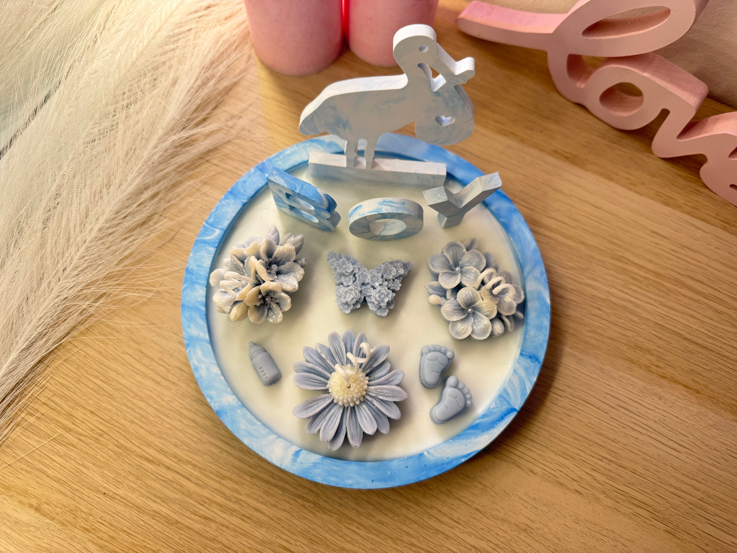 Kleiner Babyshower Teller 19 cm – personalisiertes Geschenk zur Geburt