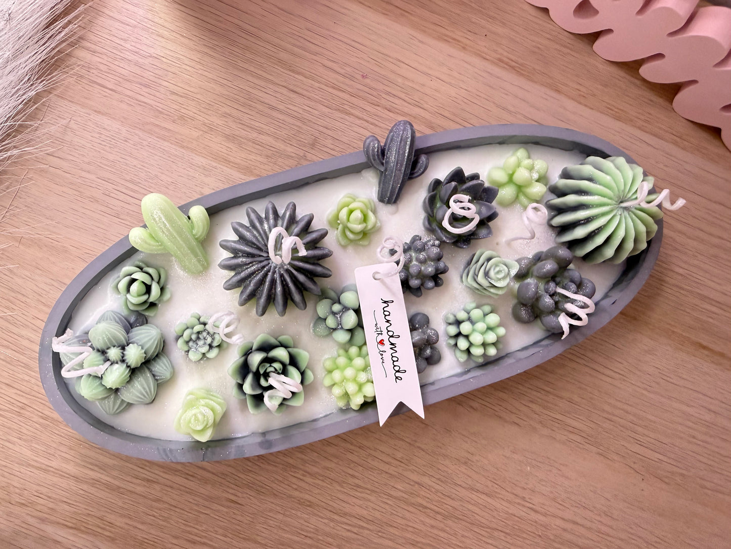 Große Luxus Sukkulenten-Kerzenschale – handgemacht | mit Farbwunsch | Design-Wohnaccessoire