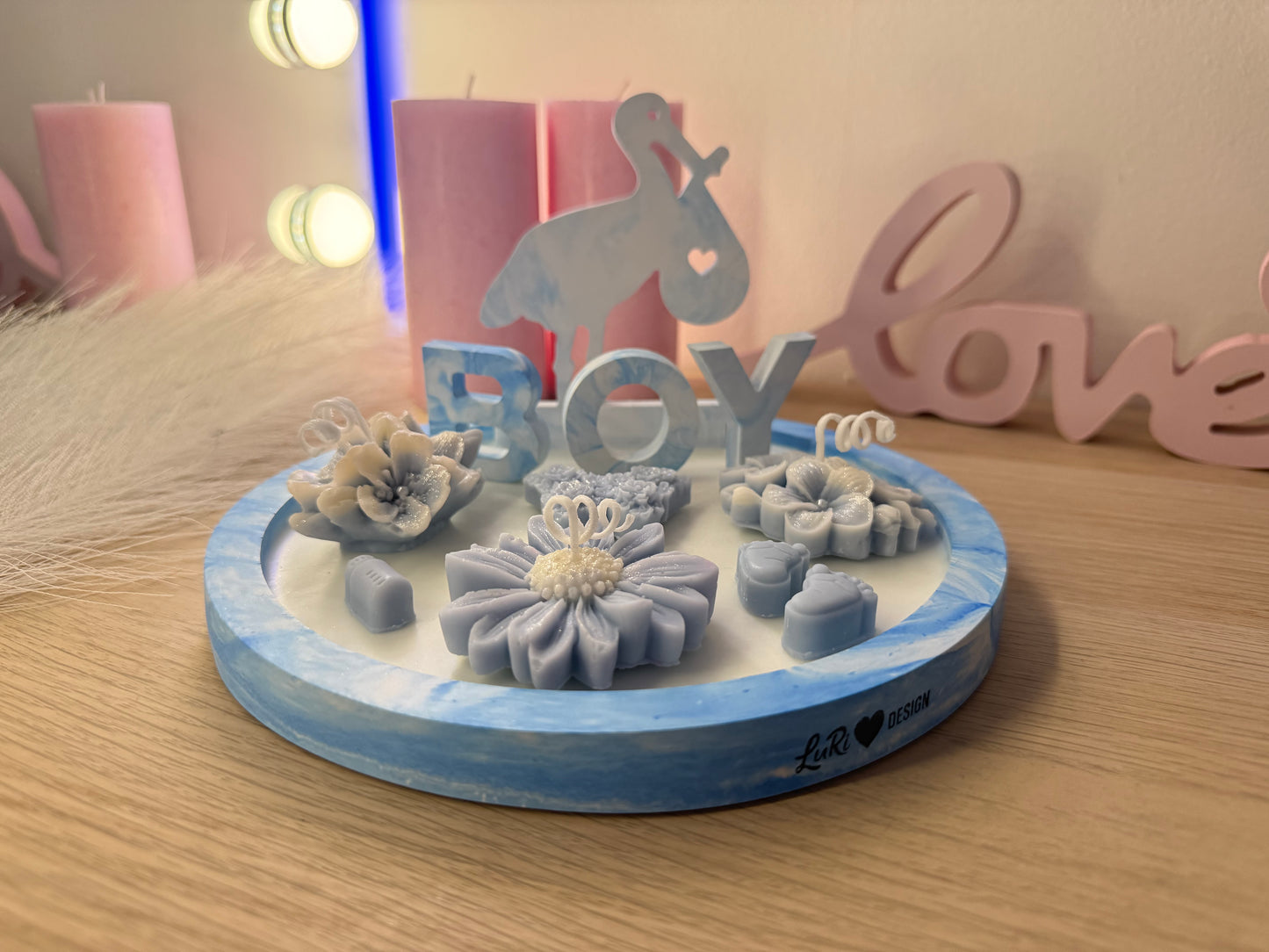 Kleiner Babyshower Teller 19 cm – personalisiertes Geschenk zur Geburt