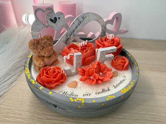 Personalisierbare Geschenkidee mit Herz – handgegossene Dekoschale in Marmoroptik – handgemacht, personalisierbar, hochwertige Deko