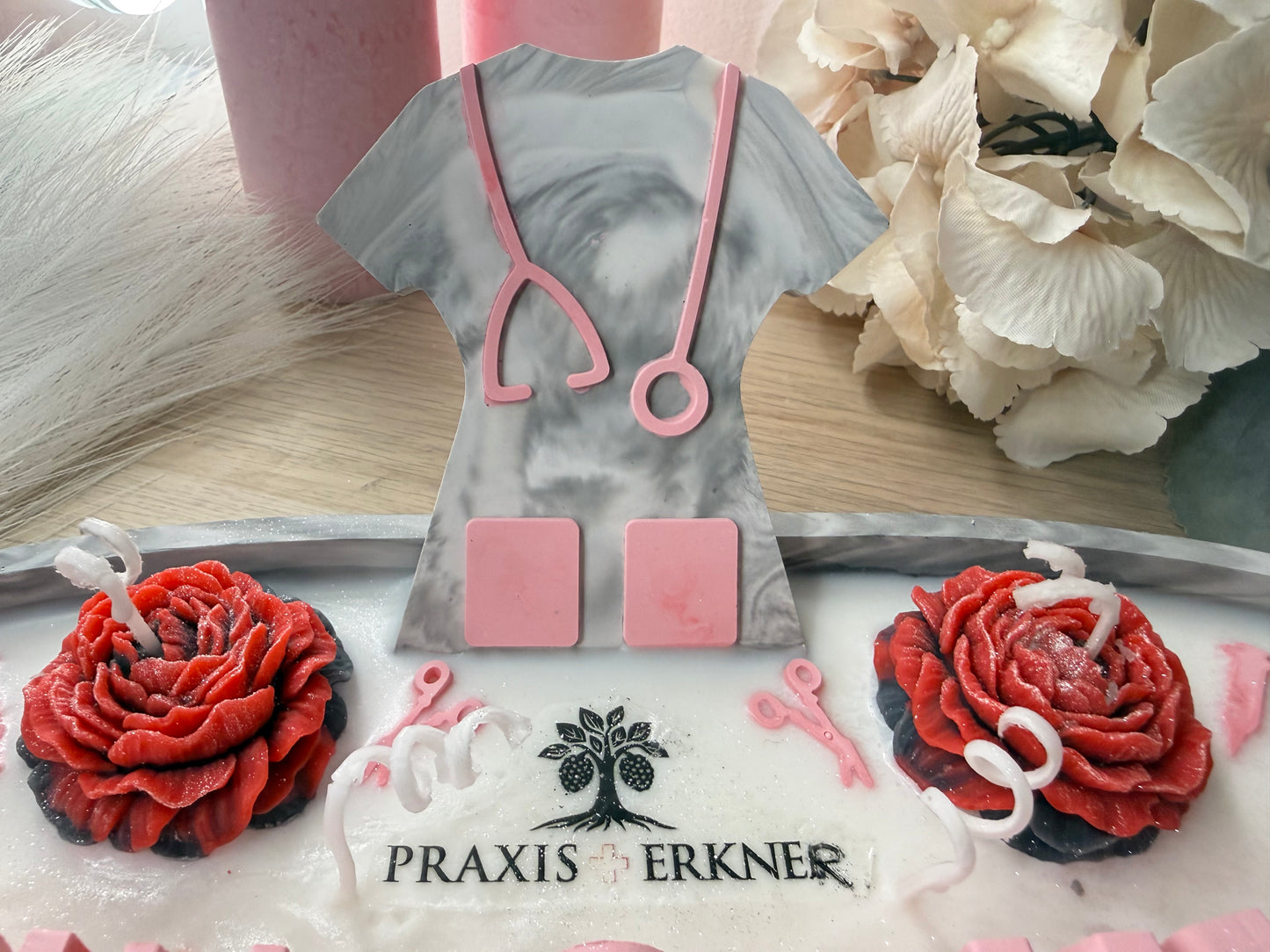 Personalisierte Firmenschale XXL – Praxis Deko mit Logo, Blumen & Branchen-Details