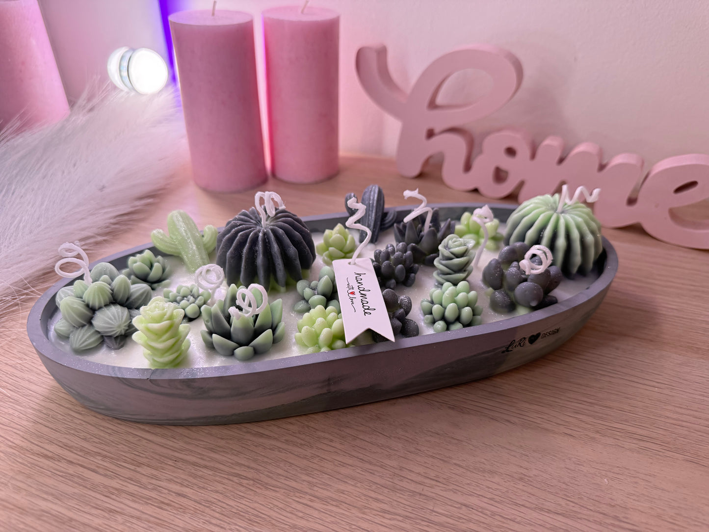 Große Luxus Sukkulenten-Kerzenschale – handgemacht | mit Farbwunsch | Design-Wohnaccessoire