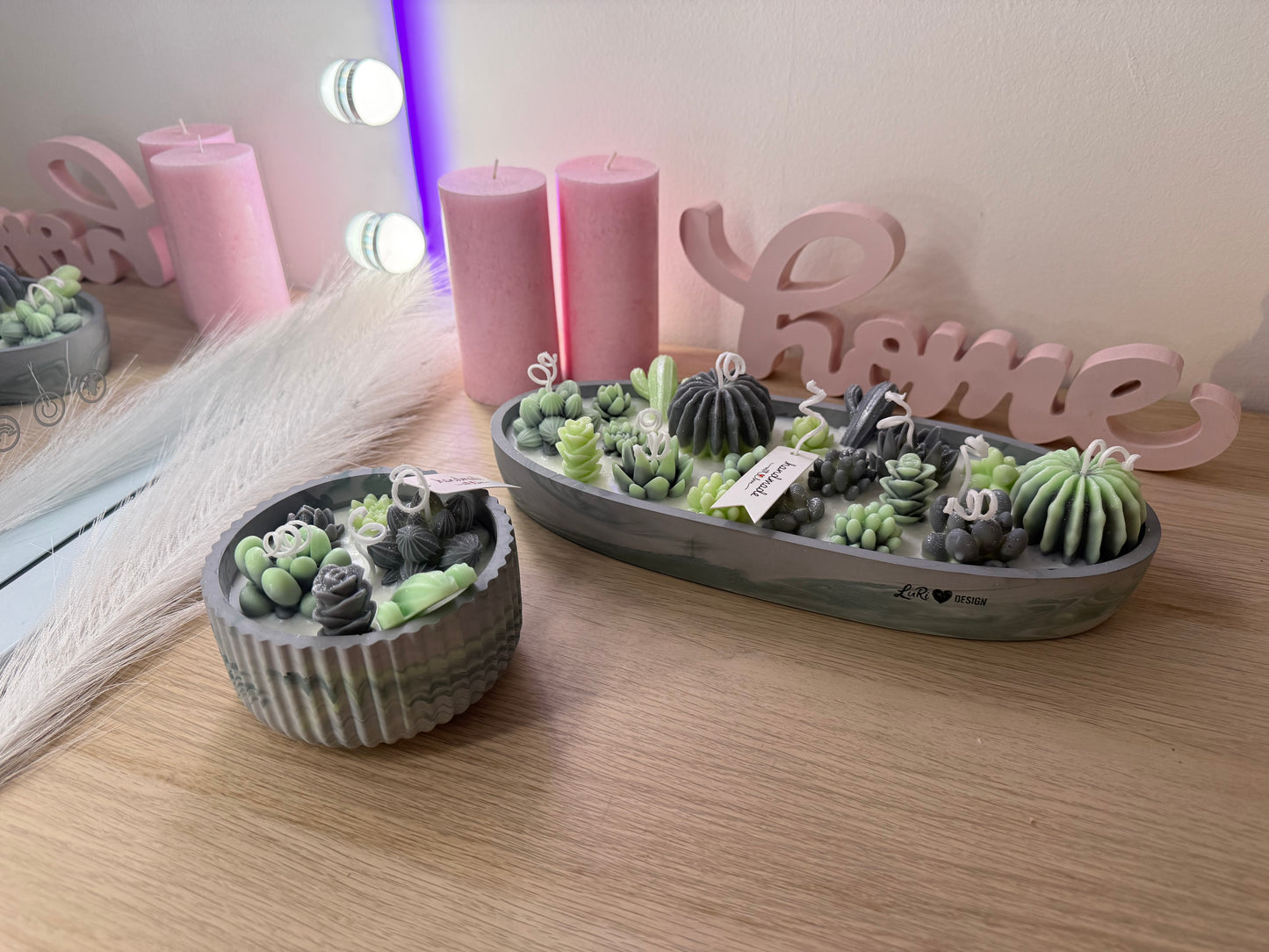 Große Luxus Sukkulenten-Kerzenschale – handgemacht | mit Farbwunsch | Design-Wohnaccessoire