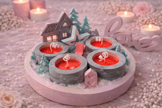 Handgemachte Weihnachtsdeko mit Kerzen – festliche Adventsschale aus Gießkeramik – personalisierbare Winterdekoration