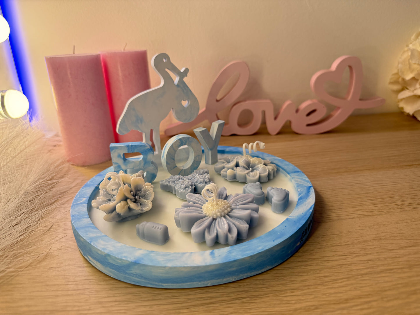 Kleiner Babyshower Teller 19 cm – personalisiertes Geschenk zur Geburt