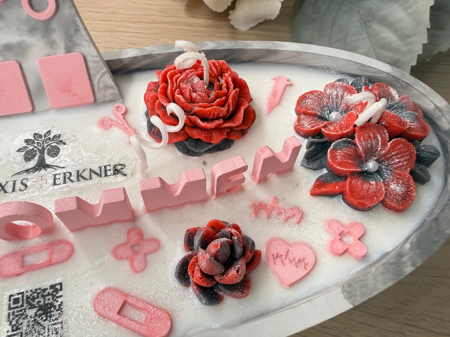 Personalisierte Firmenschale XXL – Praxis Deko mit Logo, Blumen & Branchen-Details