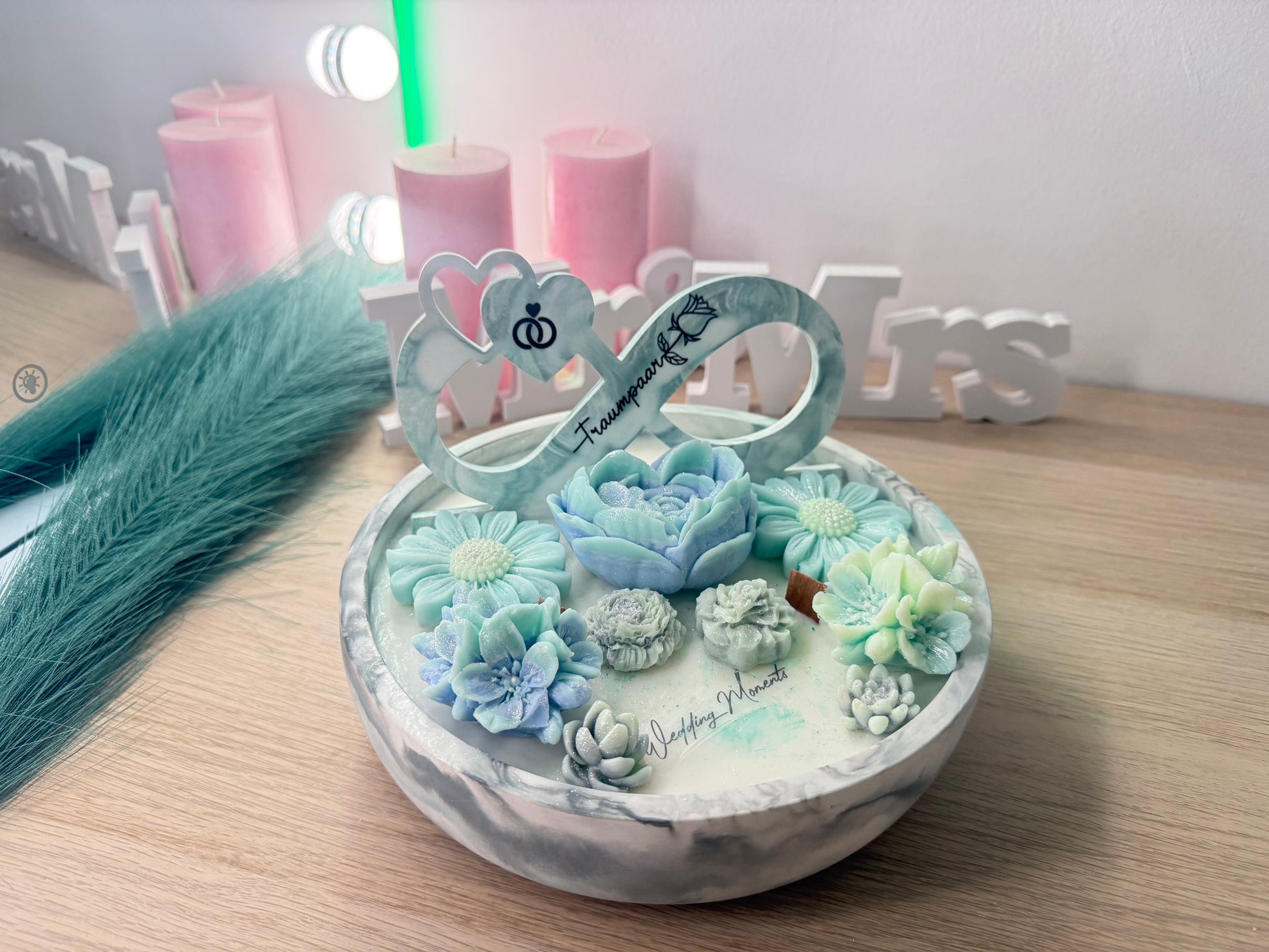 Handgegossene Gips-Schale im Marmor-Look – edles Wohnaccessoire und personalisierbares Geschenk für Paare – handgemacht, personalisierbar, hochwertige Deko