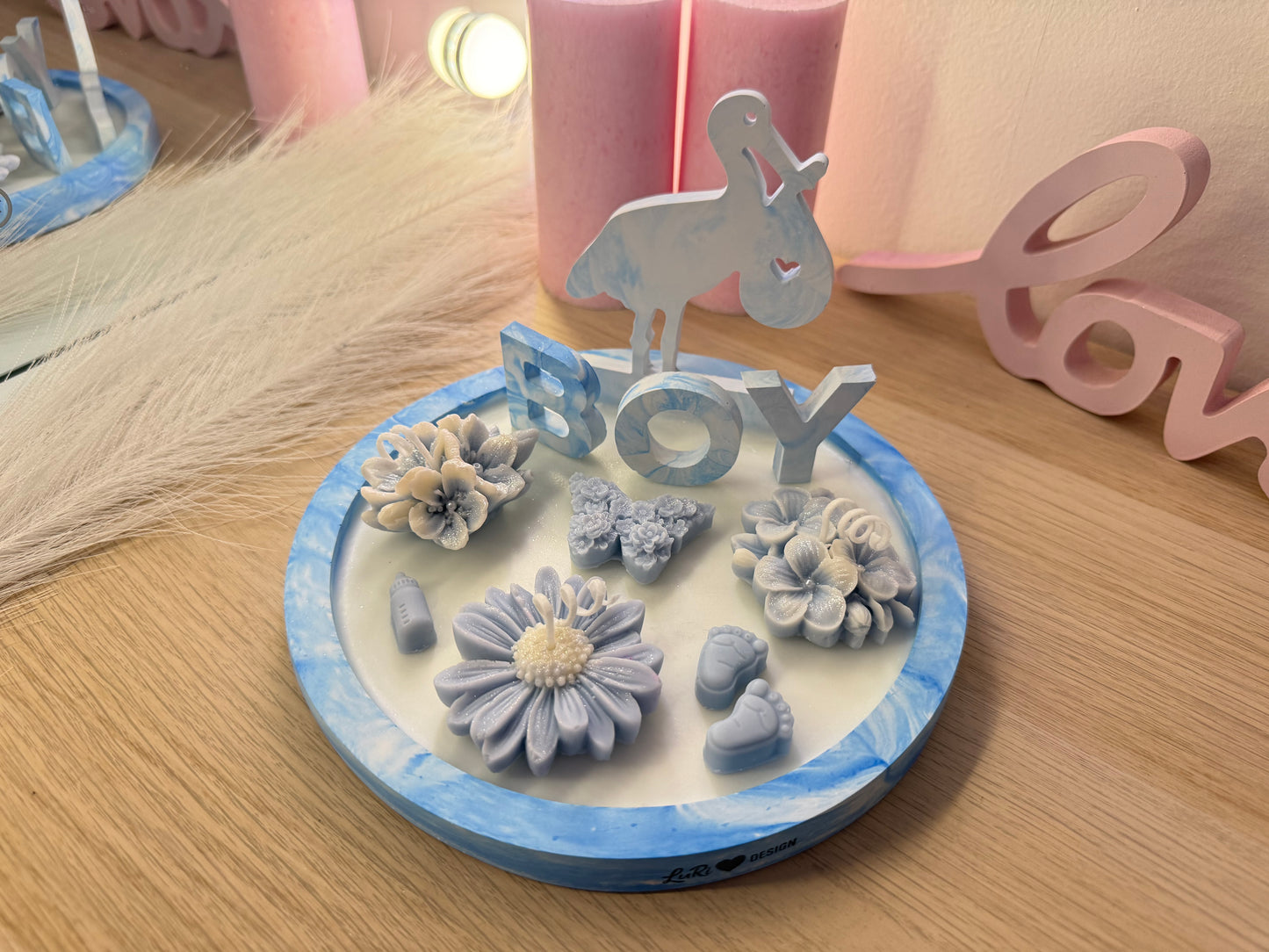 Kleiner Babyshower Teller 19 cm – personalisiertes Geschenk zur Geburt