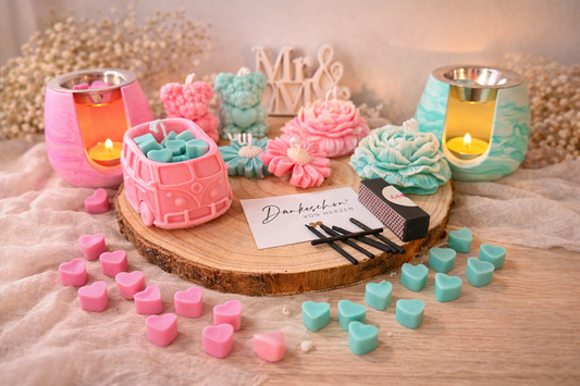 Romantisches Kerzen Geschenkset mit Duftkerzen, Wax Melts und Deko im Hochzeitsstil mit „Mr & Mrs“ – ideale Geschenkidee für besondere Anlässe