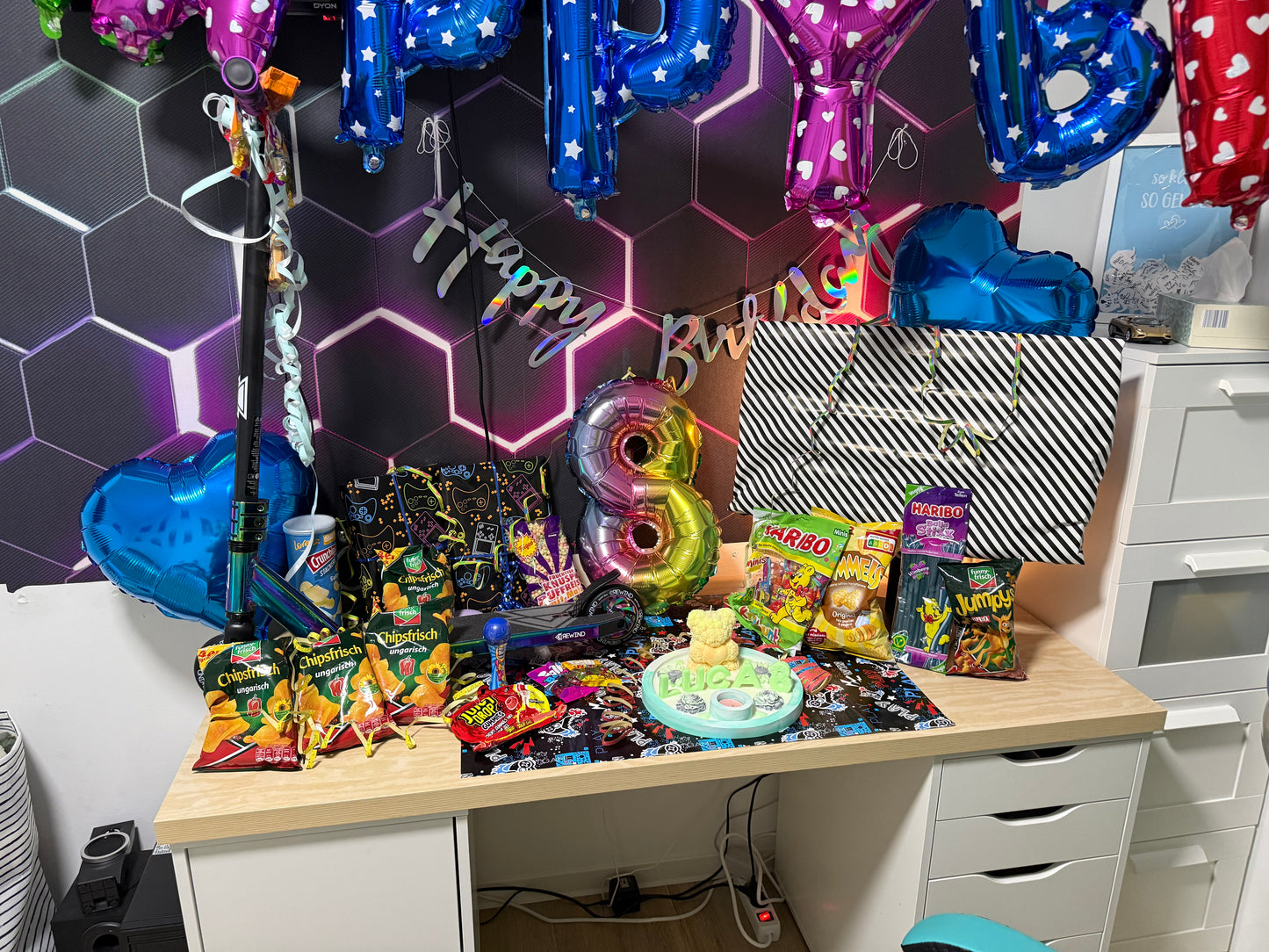 Personalisierter XXL Geschenk-Teller mit Bärchenkerze – Name in 3D, handgemacht Geburtstag