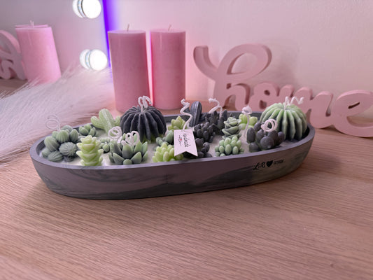 Große Luxus Sukkulenten-Kerzenschale – handgemacht | mit Farbwunsch | Design-Wohnaccessoire