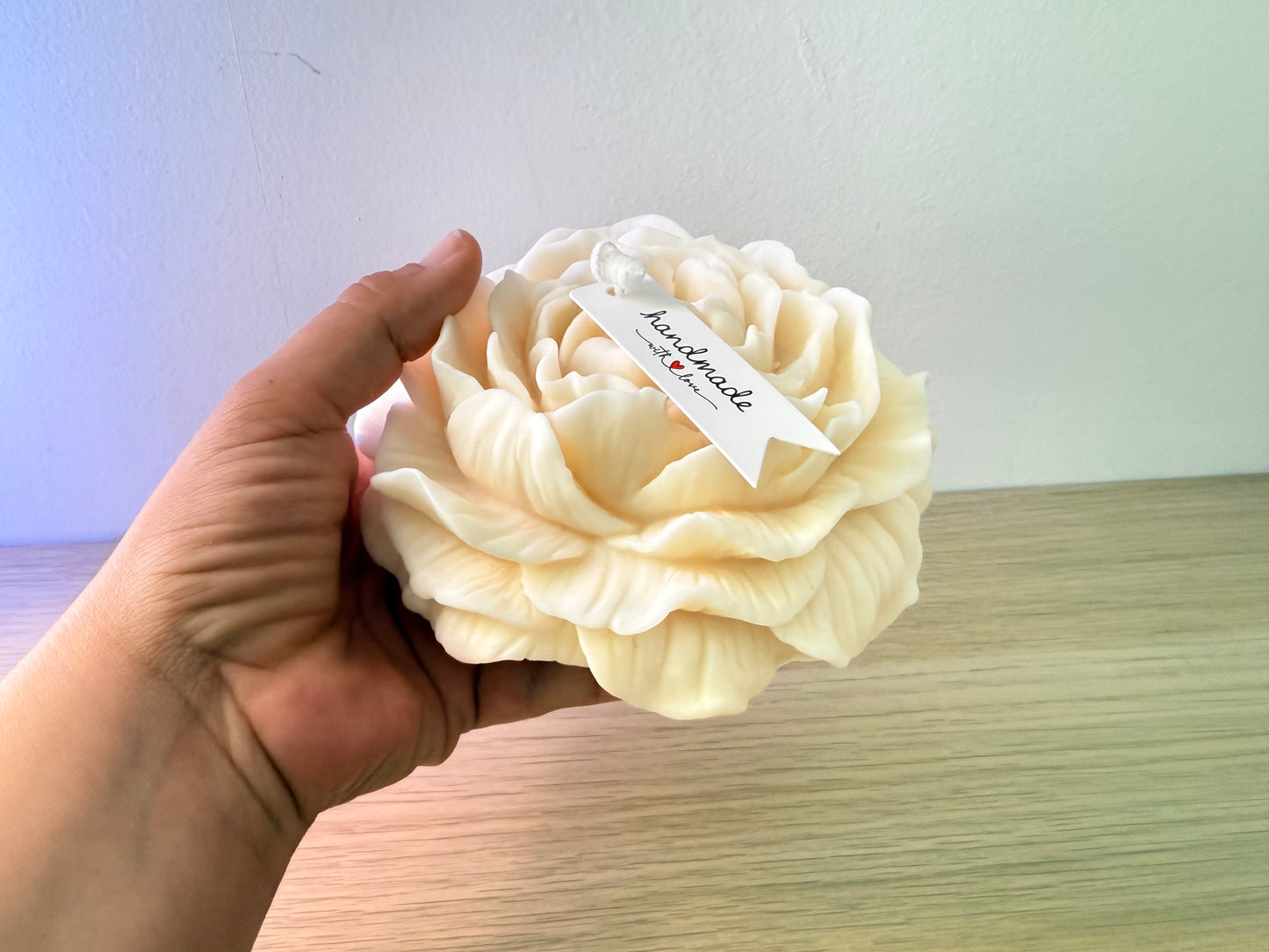 Große Pfingstrosen-Kerze XL | Elegante dekorative Blütenkerze Handmade