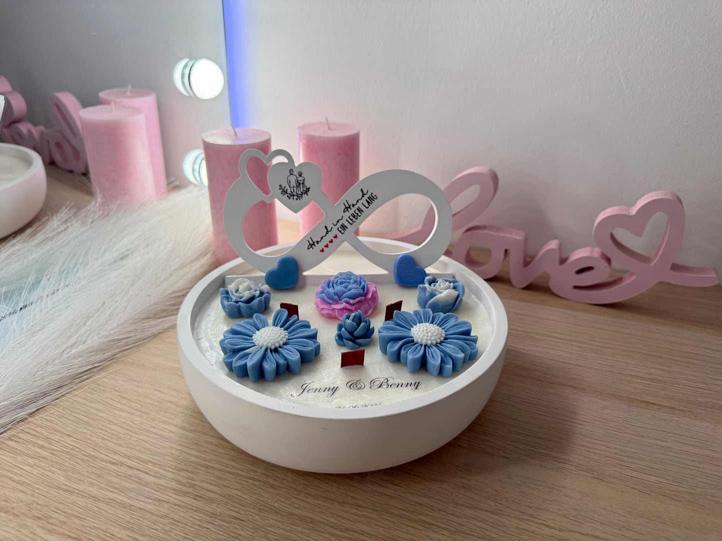 ♾️ Infinity-Schale „Hand in Hand ein Leben lang“ – Geschenk zur Hochzeit oder für Paare – personalisierbares Geschenk – handgemacht, personalisierbar, hochwertige Deko