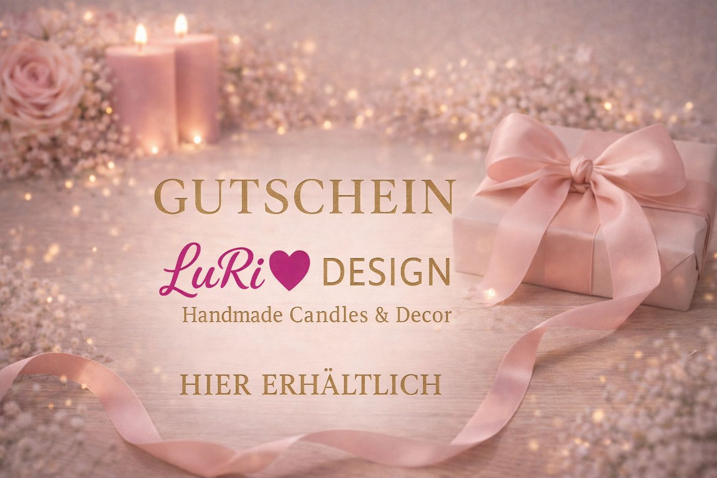 LuRi Design Gutschein für individuelle Kerzen Geschenke – perfekte Geschenkidee für Geburtstag, Hochzeit und besondere Anlässe