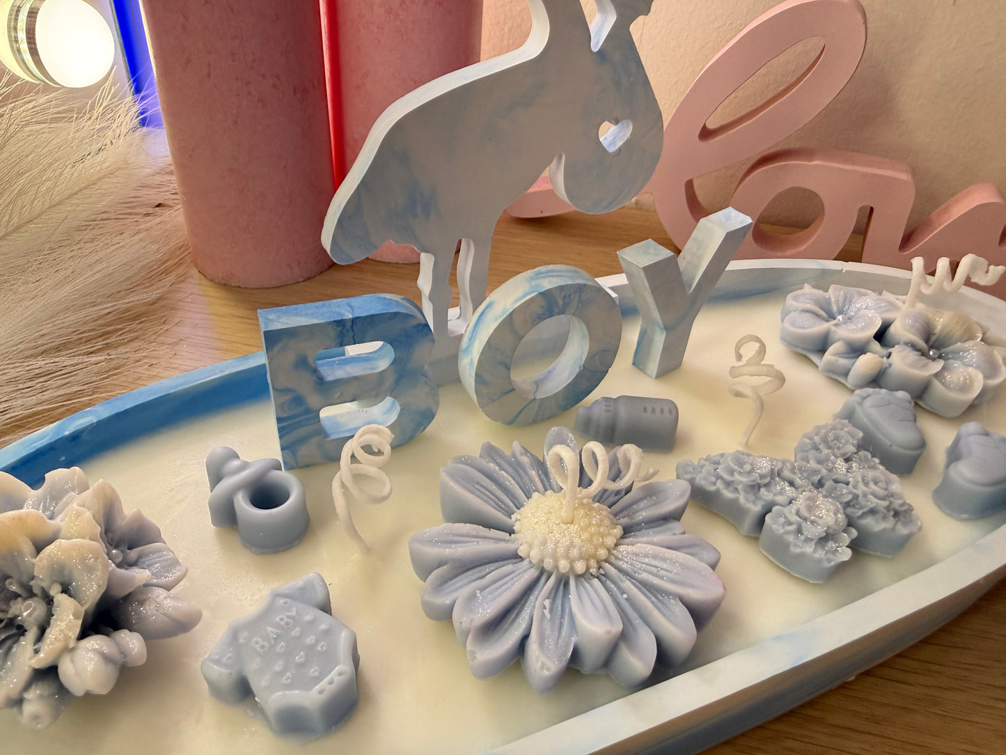 Große Babyshower Kerzenschale 28 cm – Boy Edition | personalisiertes Geschenk