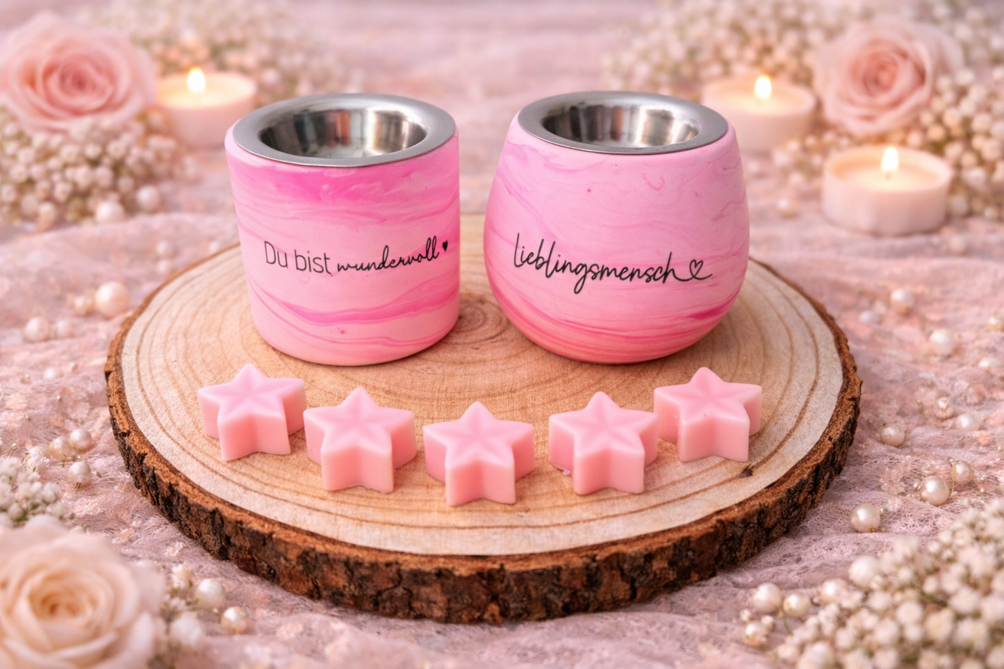 Duftwachsschmelzer Set (2 Stück) handgemacht aus Gießkeramik