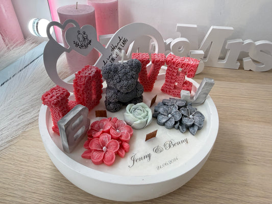 Personalisierte Liebesschale mit „LOVE“-Design – Handgefertigtes Geschenk zur Hochzeit oder zum Jahrestag – handgemacht, personalisierbar, hochwertige Deko