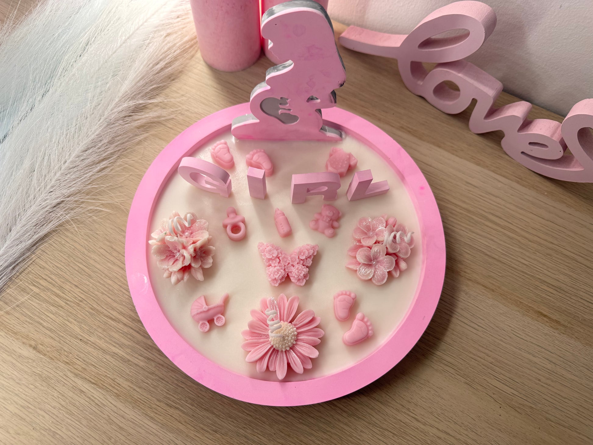 Babyshower Dekoration Teller personalisiert, Geschenkidee zur Geburt
