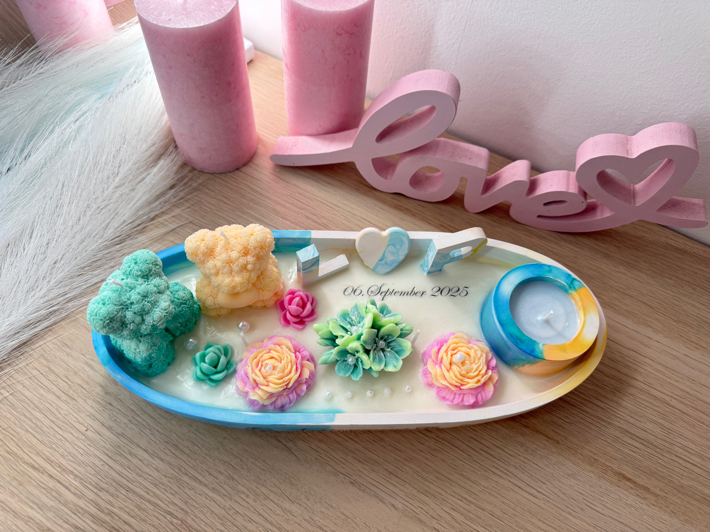 🌈 „Lieblingsmensch“-Schale mit Kerzen & Deko | Handgemacht & personalisierbar | Geschenk für Freund, Freundin oder Paar – handgemacht, personalisierbar, hochwertige Deko