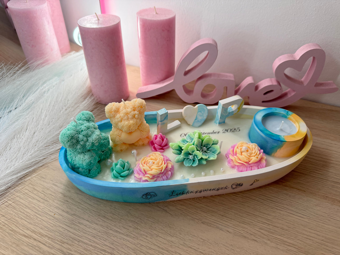 🌈 „Lieblingsmensch“-Schale mit Kerzen & Deko | Handgemacht & personalisierbar | Geschenk für Freund, Freundin oder Paar – handgemacht, personalisierbar, hochwertige Deko