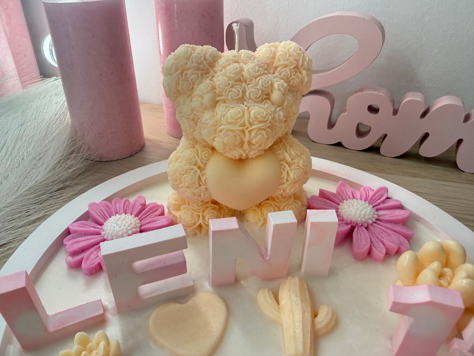 🧸 Personalisierte Premium Geburtstags-Schale mit Bärchen & Blumen | Handgemacht & Geschenkverpackt | Deko zum Geburtstag – handgemacht, personalisierbar, hochwertige Deko